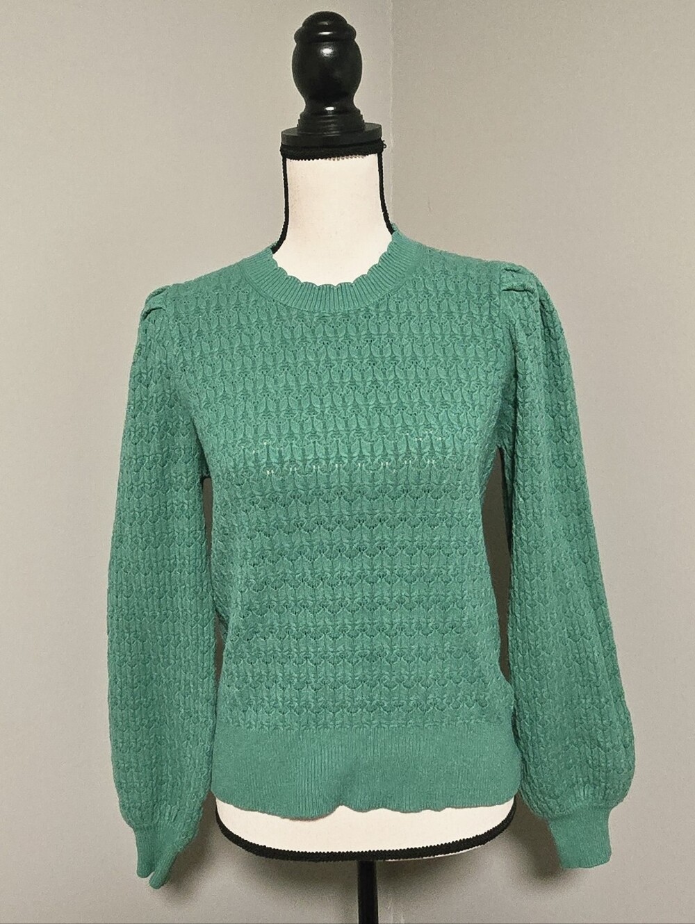 &merci Green Pointelle Sweater Womens Medium